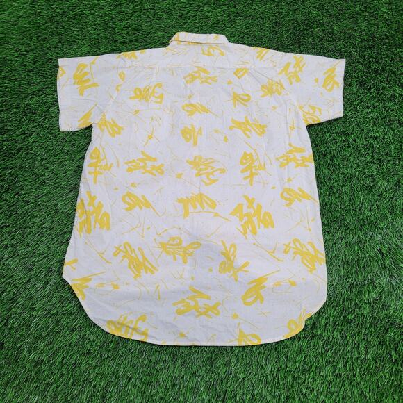 Vintage Abstract AOP Button Shirt Womens Medium 22x29 Y2K - Picture 2 of 11